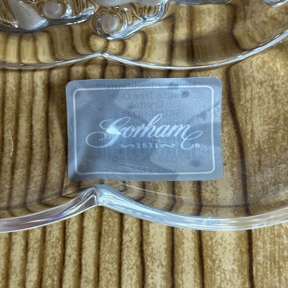Gorham Santa Tree Treat Christmas Candy Crystal Dish Holiday Traditions 8.5” - Picture 3 of 11